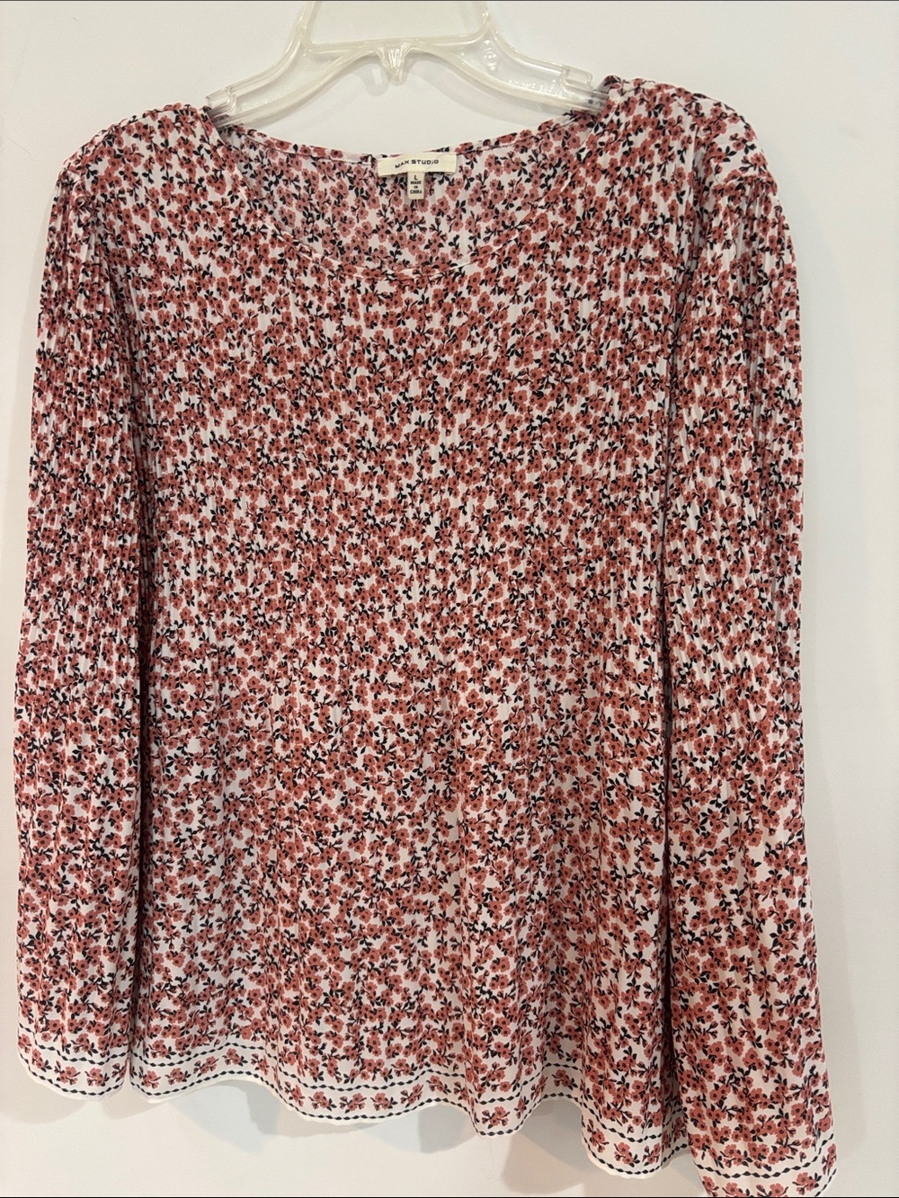 Max Studio Pink Floral Long-Sleeve Tee